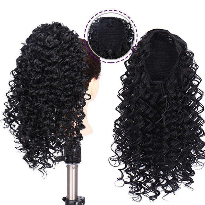 14 Inch Mid-Length Curly Ponytail With Clip Soft Fluffy Chemical Fiber Wig Piece - MRSLM