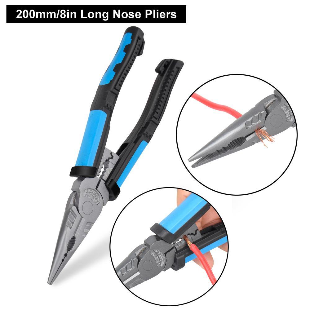 NEWACALOX Pliers Set Wire Pliers Crimping Pliers Wire Stripper Wire Cutters Long Nose Pliers Multi-tool Hand Tools DIY - MRSLM