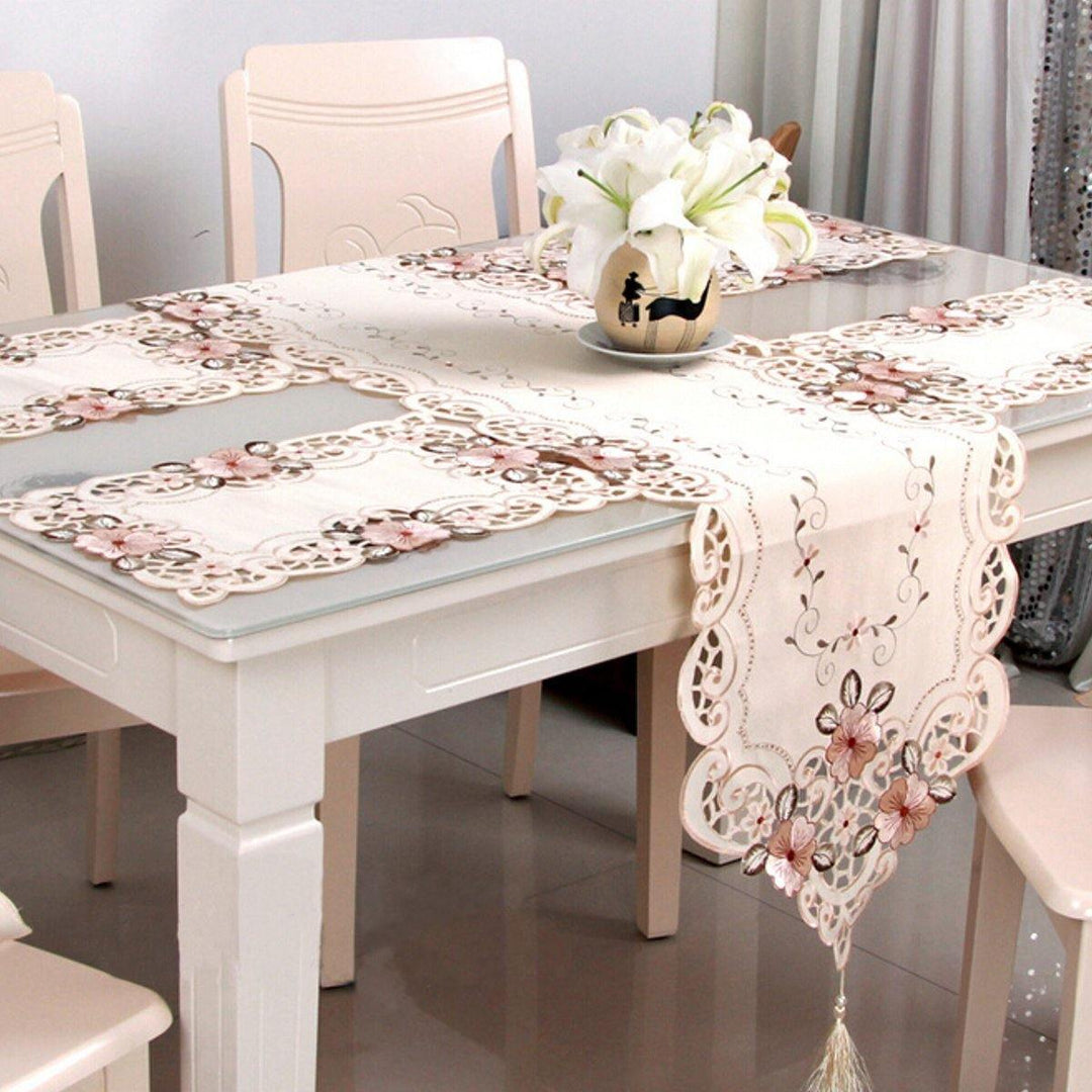 Four Sizes Classical Embroidery Flower Table Runnr Desk Mat Wedding Party Home Decor - MRSLM