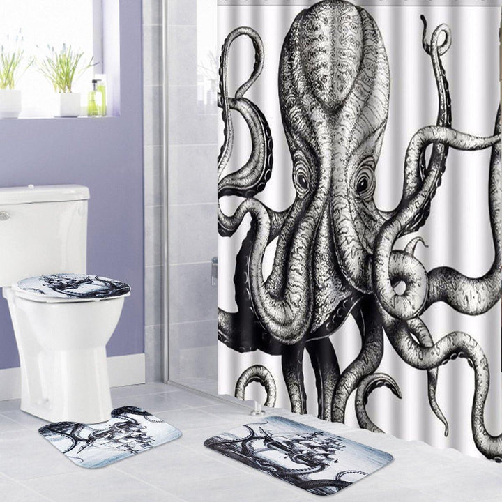 Octopus Bathroom Waterproof Shower Curtain Polyester Fabric Bathroom Curtain - MRSLM