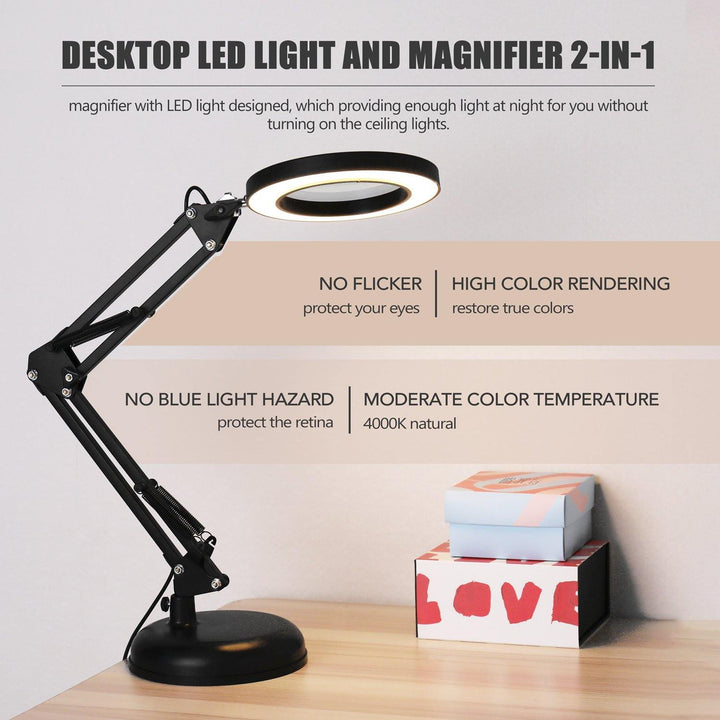 Magnifier Lamp Desktop LED Magnifier Lamp Nail Salon 5X Magnifying Lamp Eyeliner Manicure Tattoo Beauty Light Tattoo Accessories - MRSLM