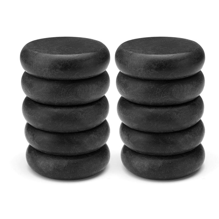 10 Pcs Hot Massage Stones Set Heater Natural Basalt Warmer Rock Kit 2.34 Inch - MRSLM