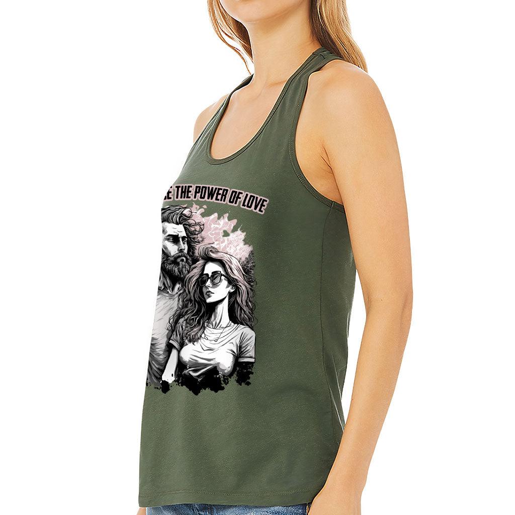 Embrace the Power Of Love Women's Racerback Tank - Graphic Tank Top - Unique Workout Tank - MRSLM