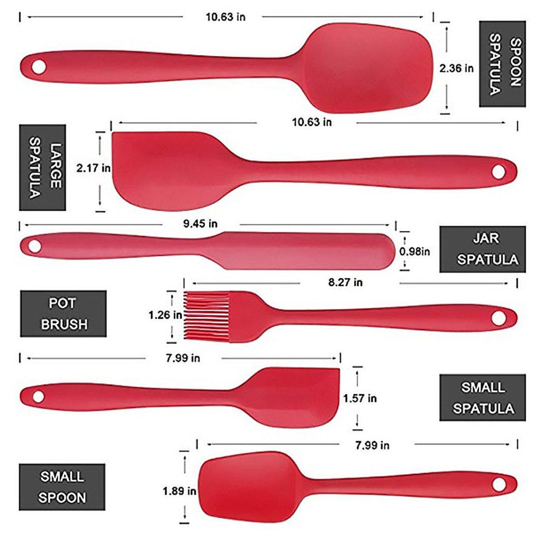 6PCS Non-Stick Rubber Spatula Set Heat-Resistant Spatula Kitchen Utensils Set Tools Kit - MRSLM
