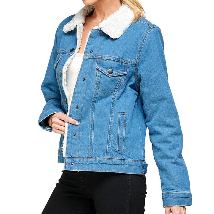 Wake Up Beauty It's Time to Beast Women's Sherpa Denim Jacket - Funny Ladies Denim Jacket - Quote Denim Jacket - MRSLM