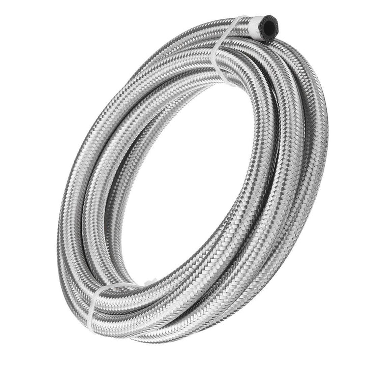 10FT AN4 AN6 AN8 AN10 Fuel Hose Oil Gas Line Pipe Stainless Steel Braided Silver - MRSLM