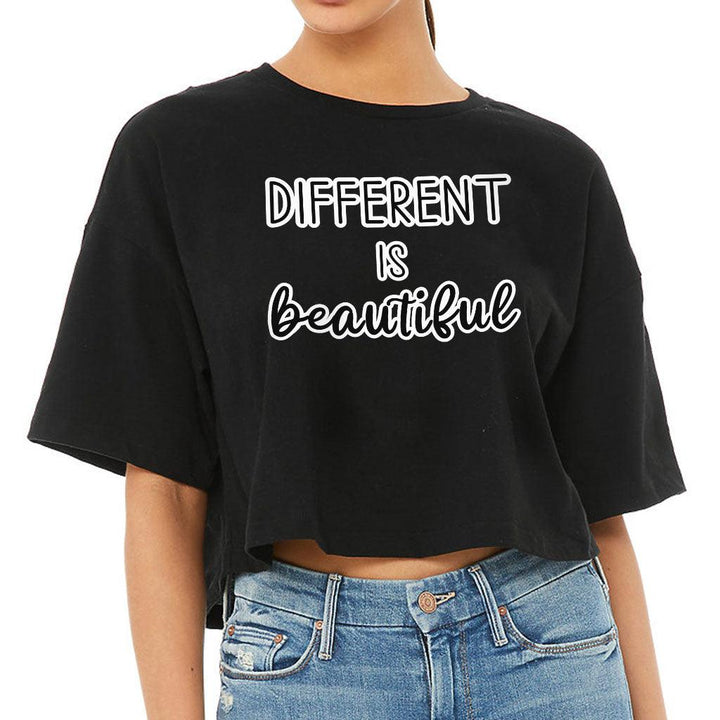 Different Is Beautiful Women's Crop Tee Shirt - Cute Design Cropped T-Shirt - Graphic Crop Top - MRSLM