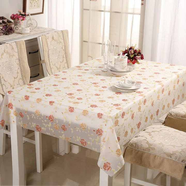 PVC Tasteless Waterproof Tablecloth Transparent Soft Glass Table Mat Stripe Grid Printing Table Cloth - MRSLM