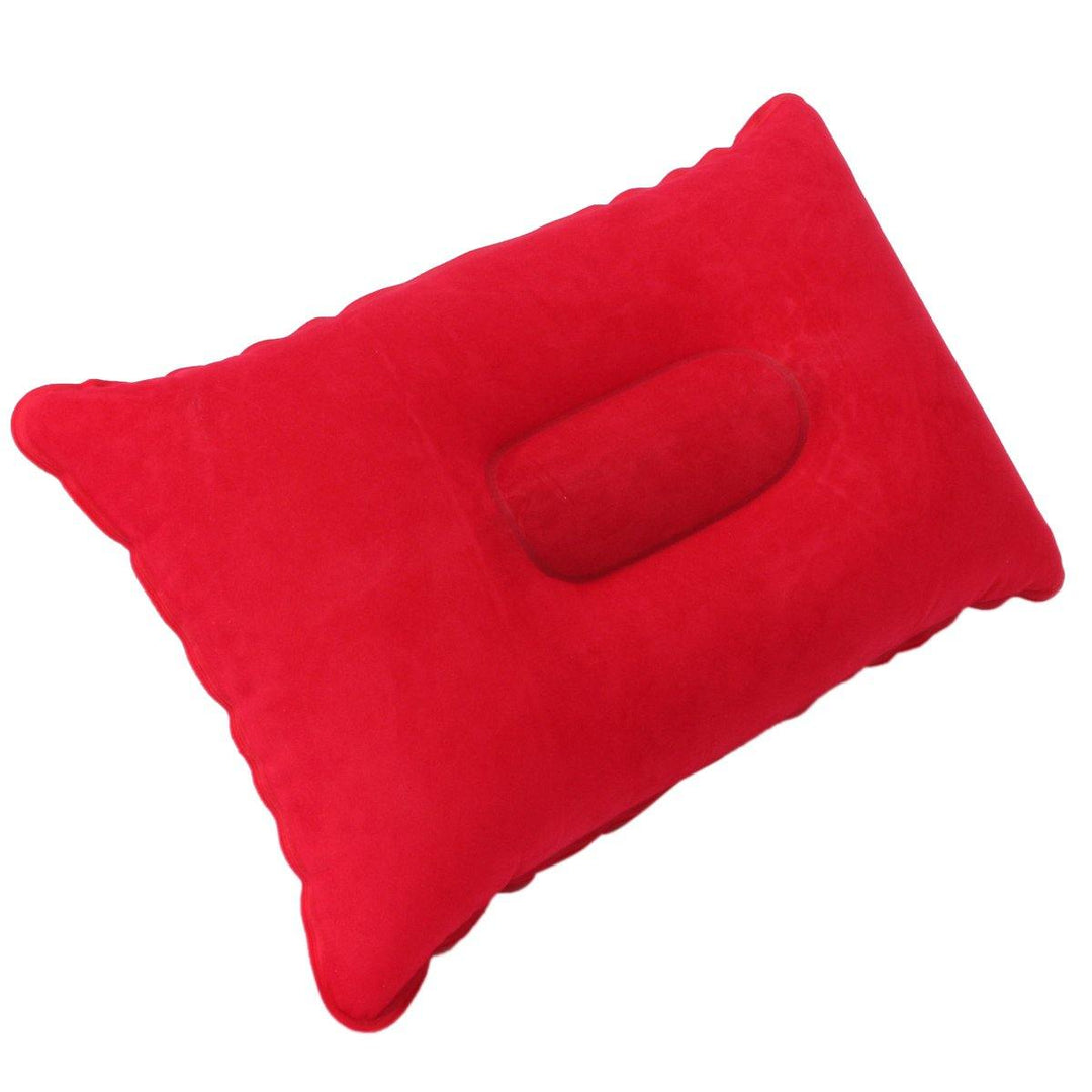 Folding Double Sided Inflatable Pillow Suede Fabric Cushion Camping Home Bedding Decor - MRSLM