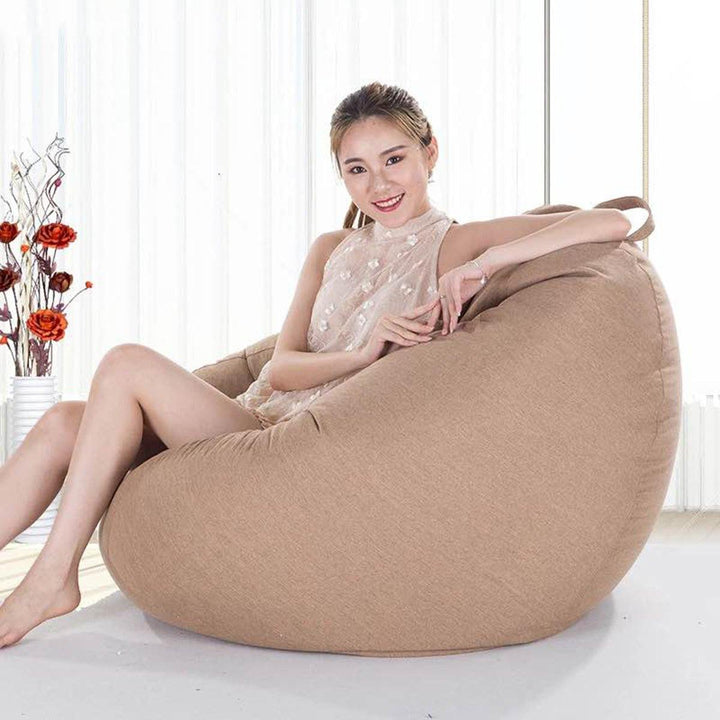 Lazy Bean Sofas Cover Chairs Filler Linen Cloth Lounger Seat Bean Bag Pouf Puff Couch Tatami for Living Room - MRSLM