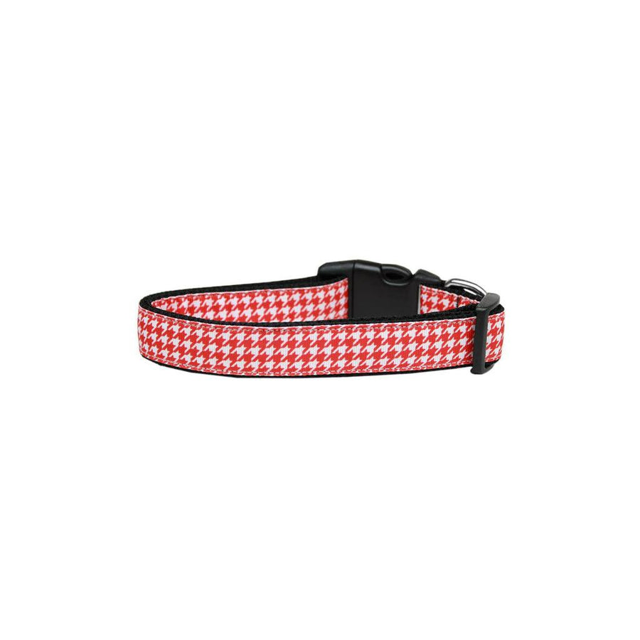Red Houndstooth Nylon Ribbon Collar - MRSLM
