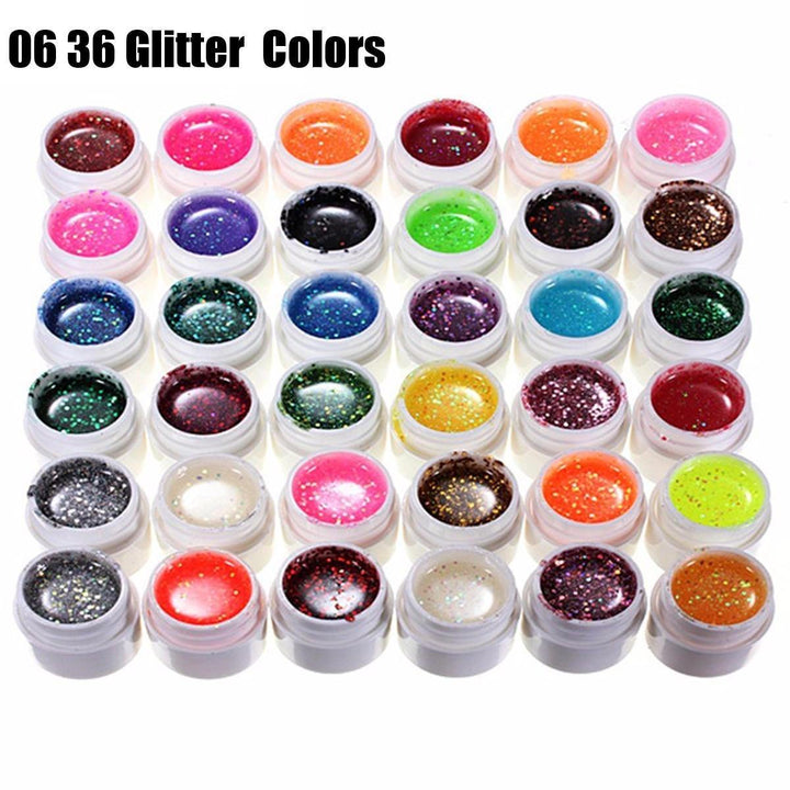 36 Color Glitter Powder UV Gel Extender Nail Art Design Set - MRSLM