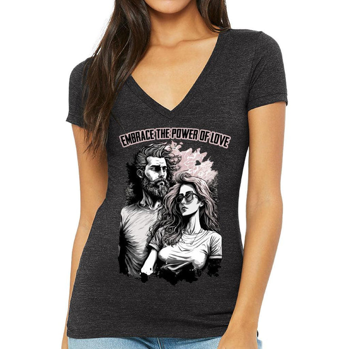 Embrace the Power Of Love Women's V-Neck T-Shirt - Graphic V-Neck Tee - Unique T-Shirt - MRSLM