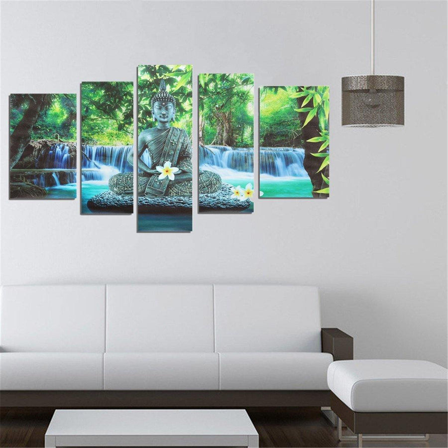 5PCS Buddha Frameless Canvas Print Mural Painting Wall Picture Home Decoration - MRSLM