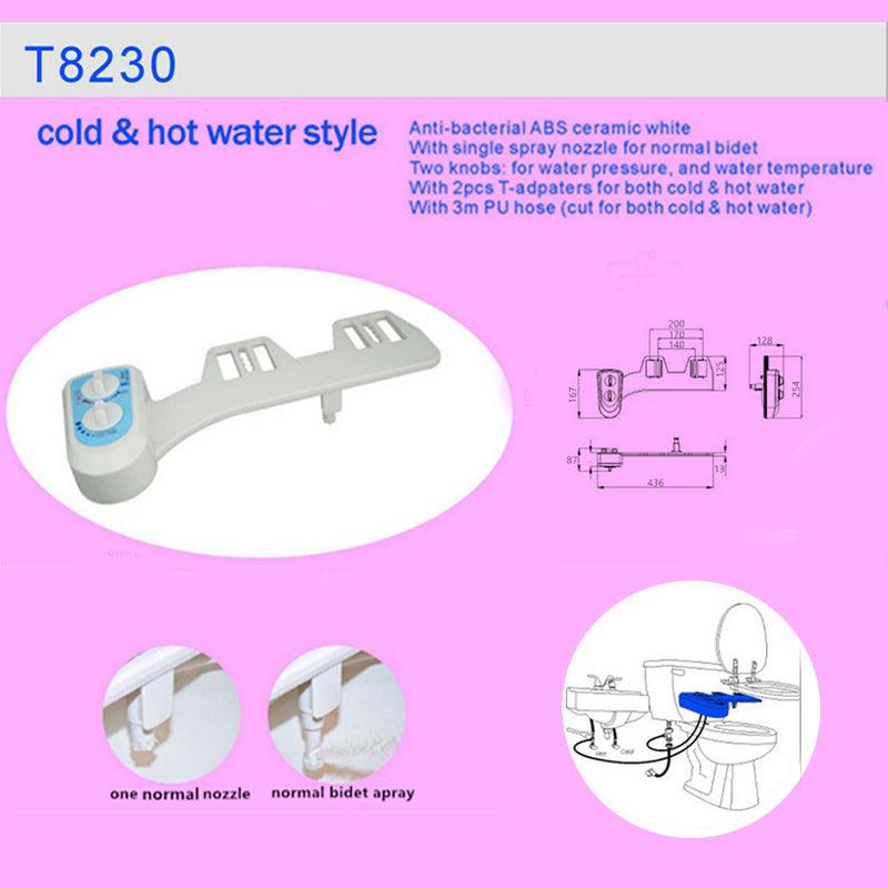 Non-Electric Toilet Seat Bidet Attachment Single/Dual Nozzle Cleaning Cold & Hot Water Bathroom Bidet Reduce Toilet Paper - MRSLM