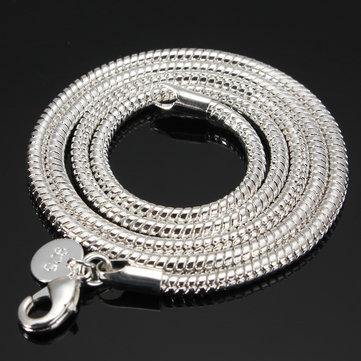 925 Silver Plated 3MM Simple Snake Unisex DIY Necklace Chain - MRSLM