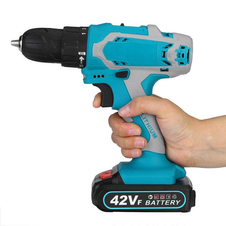 48V Cordless Electric Drill Screwdriver Impact Function Rechargeable Drill Tool W/ 1/2pc Battery - MRSLM