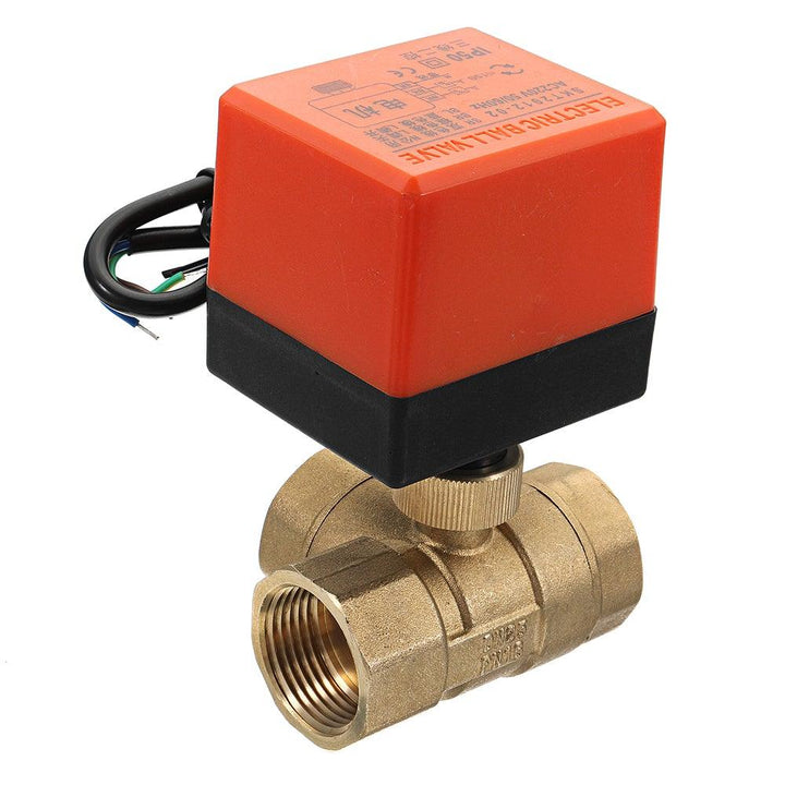 1/2" 3/4" 1" Motorized Electric Brass 3 Way Ball Valves Female 3 Wire AC 220V Full Port T Type Valve - MRSLM