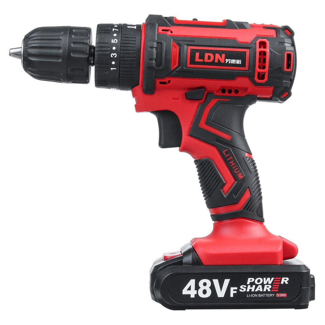 48VF Cordless Electric Impact Drill Rechargeable Drill Screwdriver W/ 1 or 2 Li-ion Battery - MRSLM