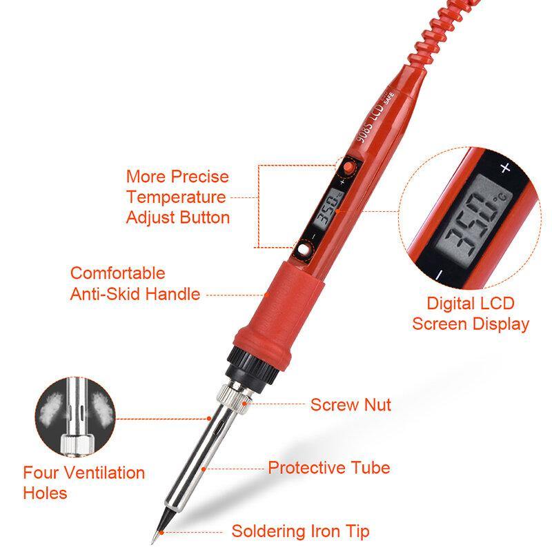 JCD 908S 80W Electric Soldering Iron LCD Digital Display Adjustable Temperature 220V/110V Welding Solder Tools - MRSLM