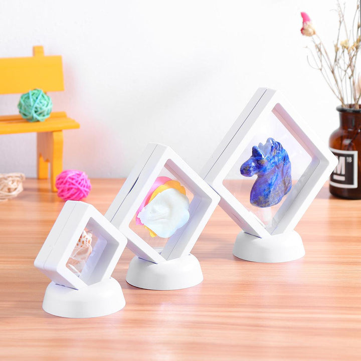 Square 3D Album Floating Frame Holder Coin Box Jewelry Box Display Showcase with Stand - MRSLM