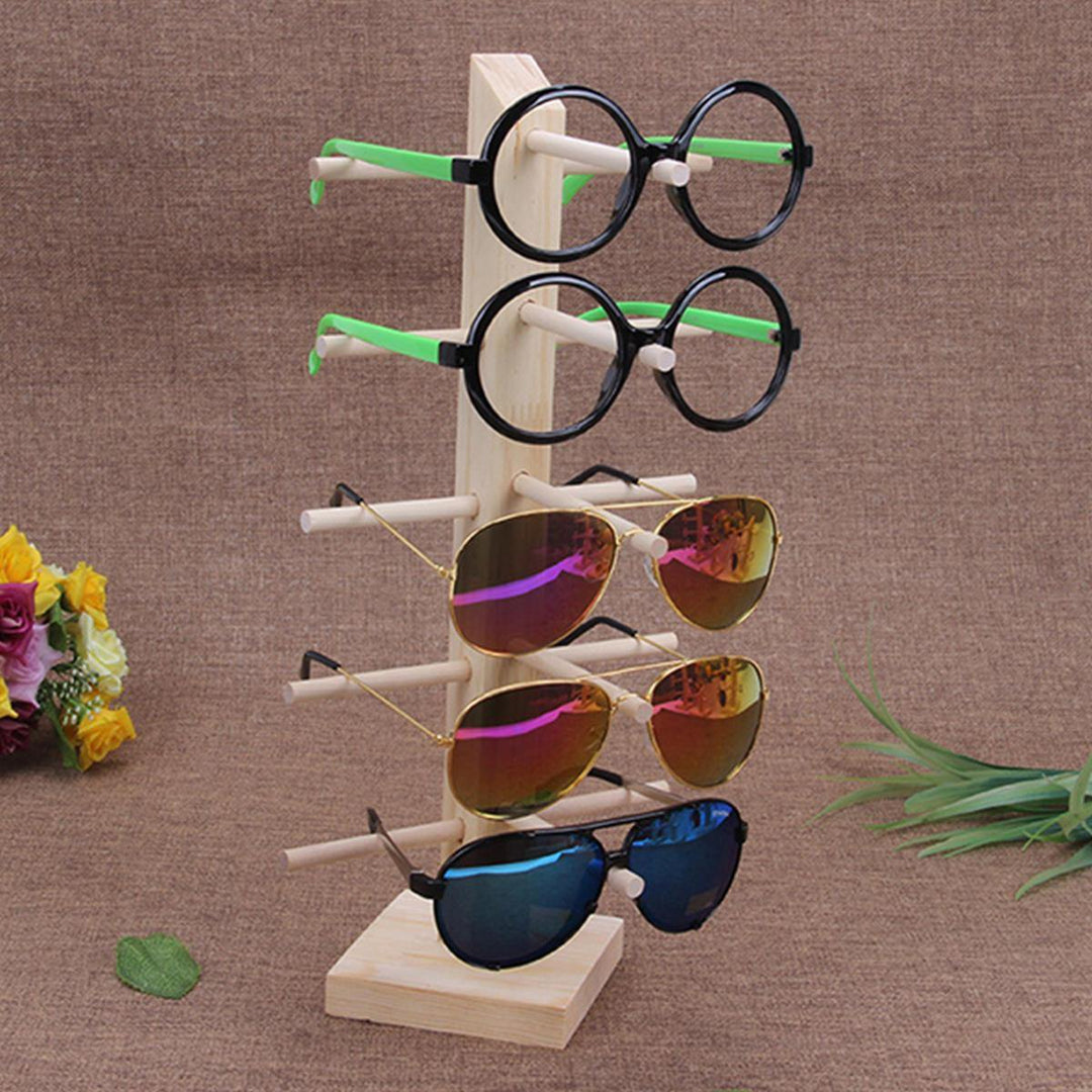 Natural Wood Sunglasses and Eyeglasses Display Rack - Organizer Stand Holder with 3/4/5/6 Layers - MRSLM