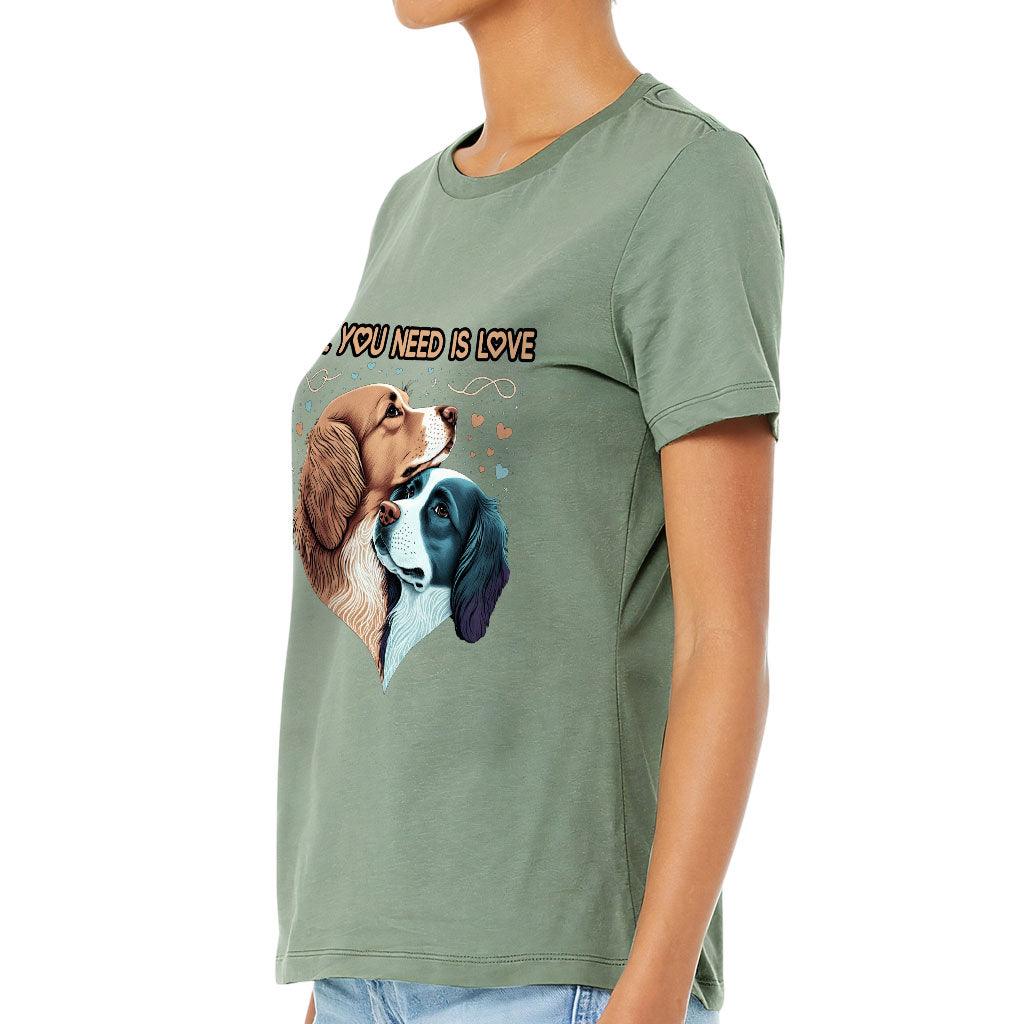 Dog Love Women's T-Shirt - Cute Couple T-Shirt - Art Relaxed Tee - MRSLM