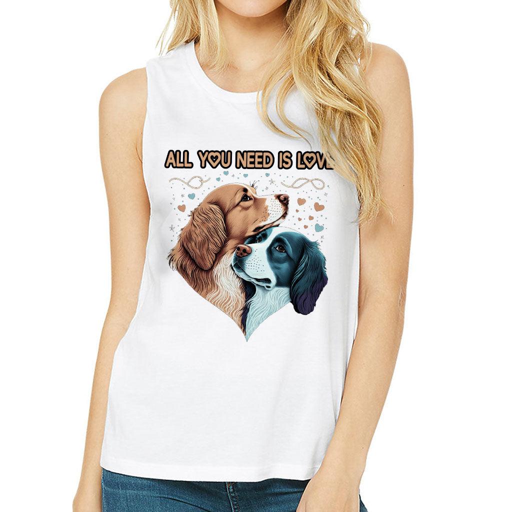 Dog Love Women's Muscle Tank - Cute Couple Tank Top - Art Workout Tank - MRSLM