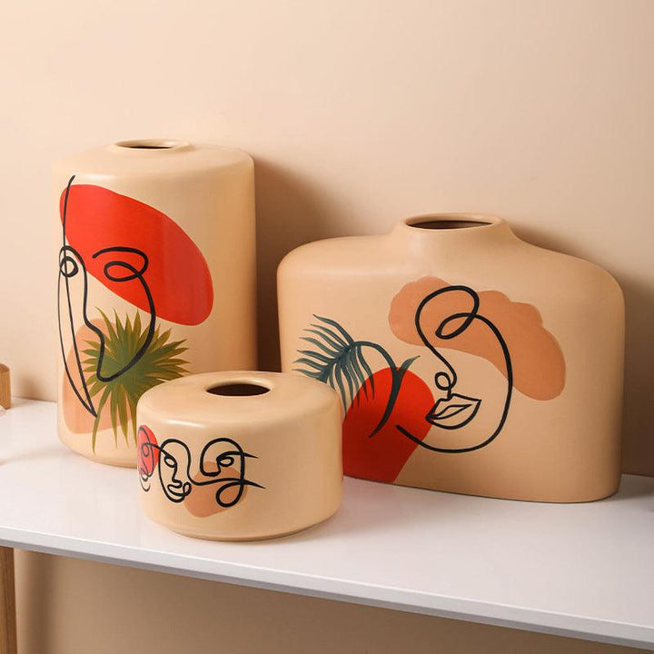 Nordic Painted Ceramic Vase Ins Living Room Decoration Ornaments - MRSLM