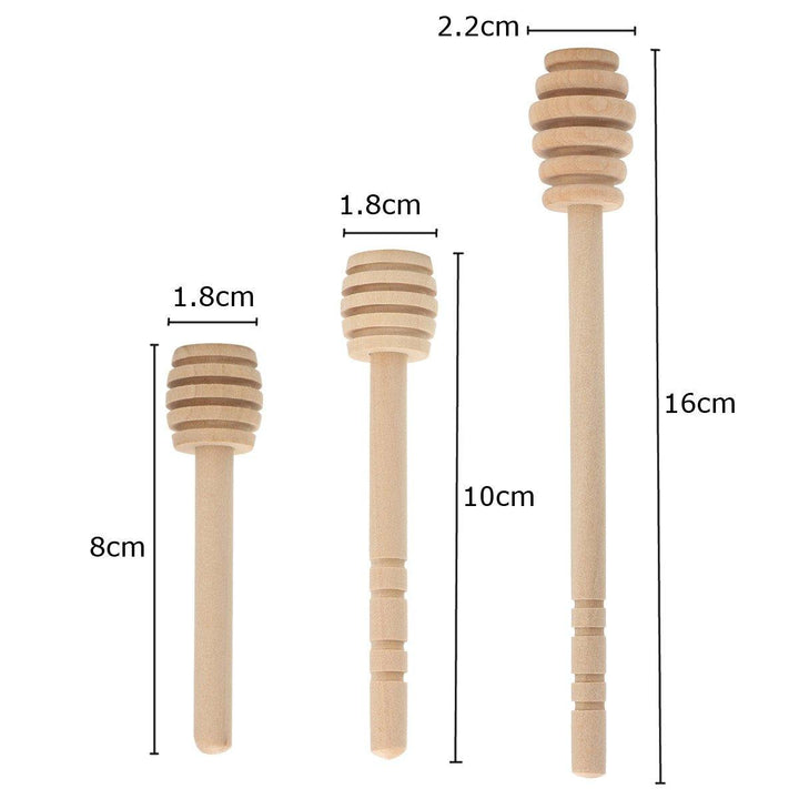 50pcs Wooden Jam Honey Dipper Wood Stirring Rod Stick Spoon Dip Drizzler 8/10/16cm - MRSLM