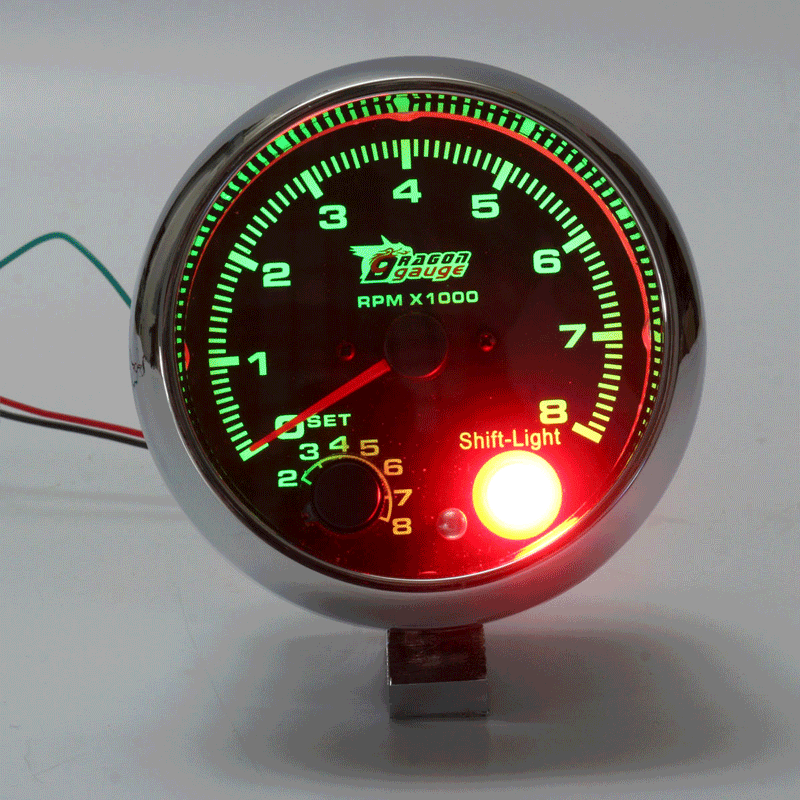3.75 Inch 12V RPMx1000 Tacho Tachometer with Shift Light RPM Rev Gauge Meter - MRSLM