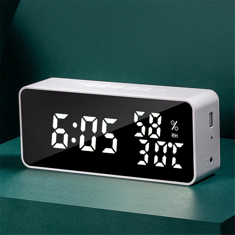 Colorful Mulitfunctional Alarm Clock Countdown Recording Charging Mirror Clock LED Digital Temperature Humidity Display Clock - MRSLM