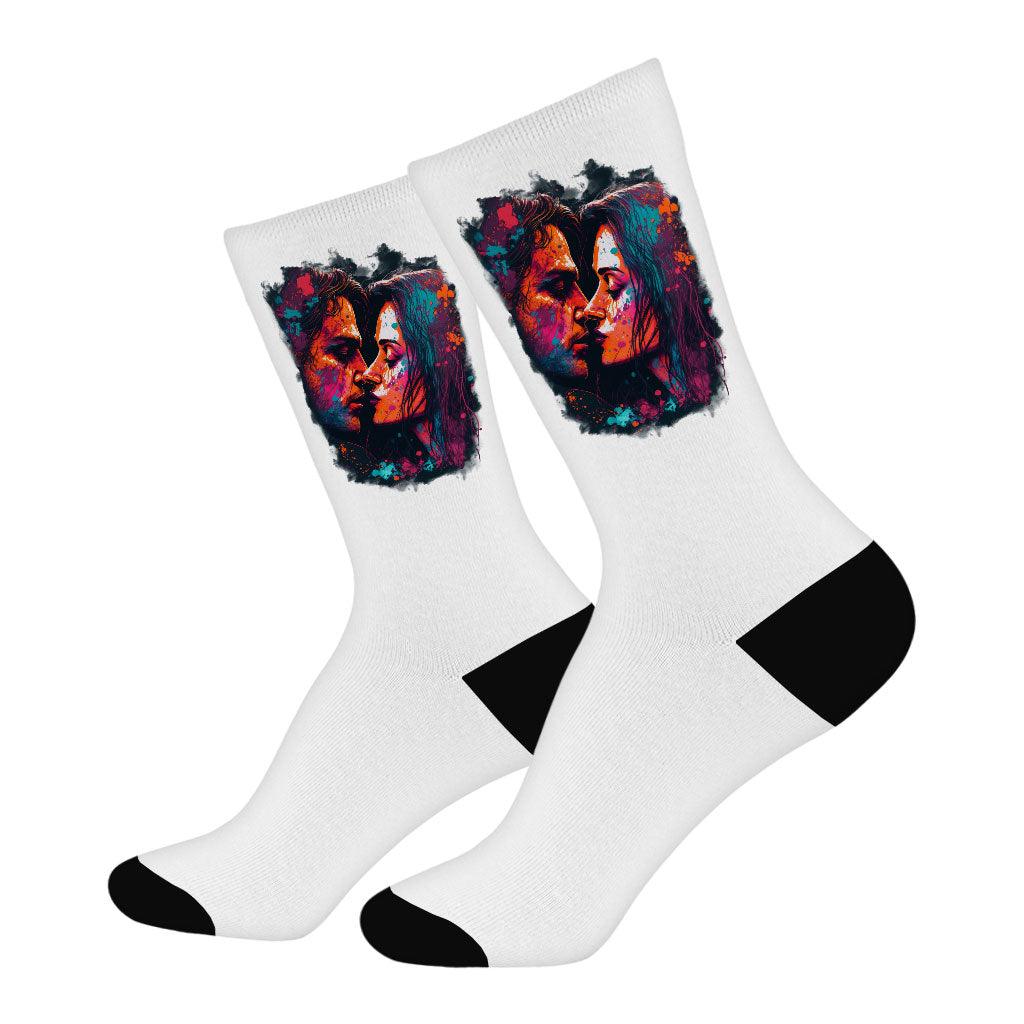 Paint Socks - Kiss Art Novelty Socks - Colorful Crew Socks - MRSLM