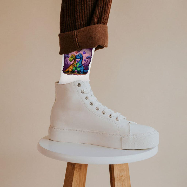 Love Socks - Dinosaur Novelty Socks - Colorful Crew Socks - MRSLM