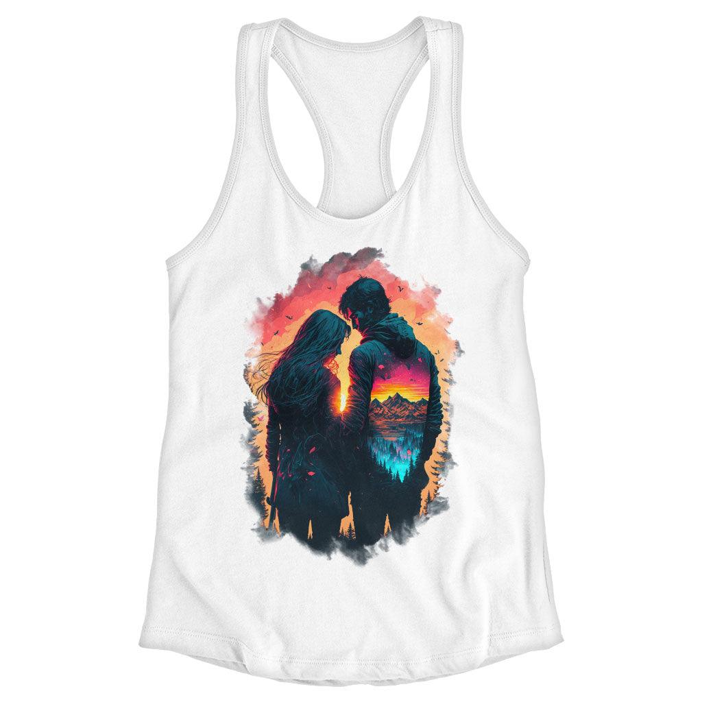 Nature Print Racerback Tank - Couple Tank - Art Workout Tank - MRSLM