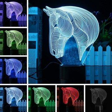 3D Art Horse Head 7 Color Changing Bulding LED Night Lamp Light Bedroom Xmas Gift - MRSLM