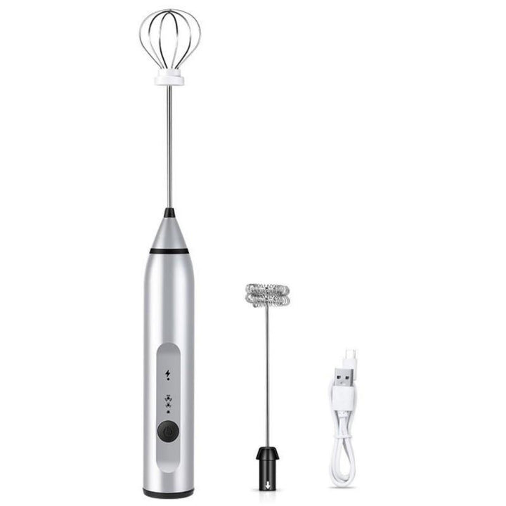 3 Speeds Hand Mixer Egg Beater Coffee Milk Drink Whisk Frother Stirrer USB Rechargeable Handheld Food Blender Tool - MRSLM