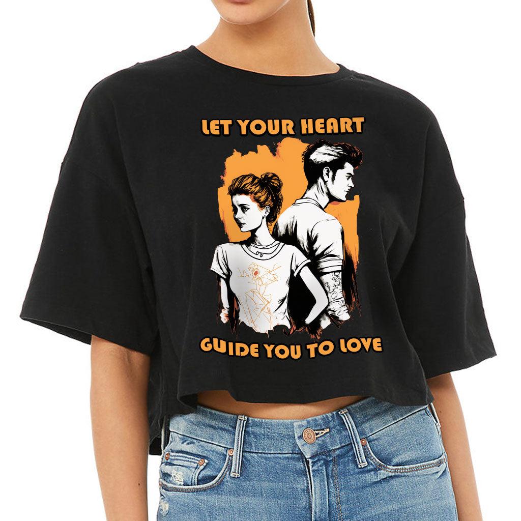 Let Your Heart Guide You Women's Crop Tee Shirt - Love Couple Cropped T-Shirt - Colorful Crop Top - MRSLM