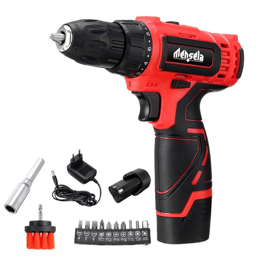 Mensela ED-LS1 12V MAX Cordless Drill Driver Double Speed Power Drills With LED Lighting 1/2Pcs 1.5Ah Battery - MRSLM