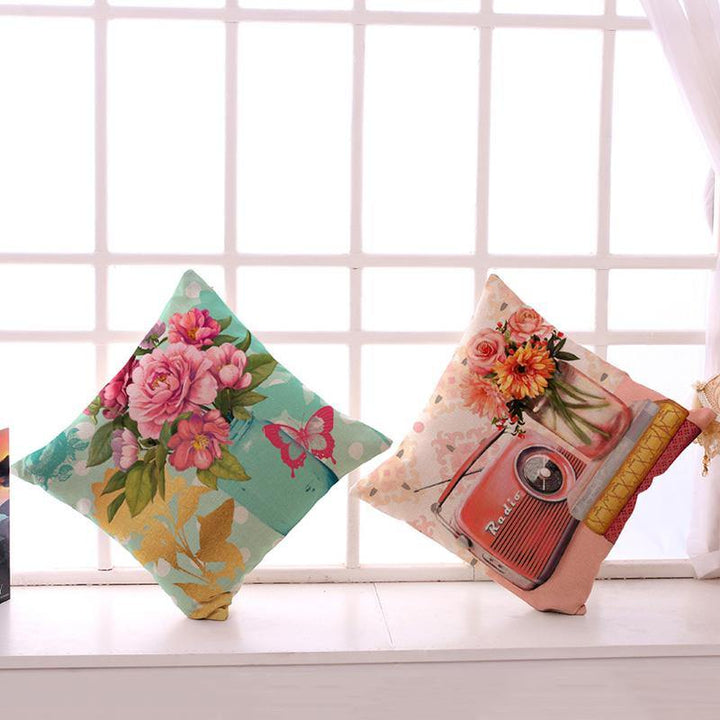 Retro Style Decoration Cushion Ccover Square Cotton Linen Pillow Case - MRSLM