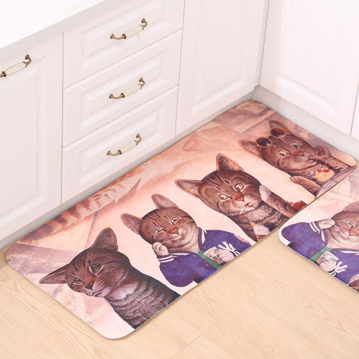 Honana WX-47 Kawaii Floor Mats Animal Cute Cat Bathroom Kitchen Carosets Living Room Anti-Slip Rug - MRSLM