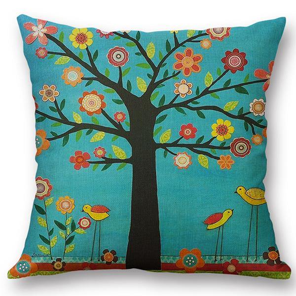 European Style Oil Painting Tree Cushion Cover Home Decor Throw Pillow Case - MRSLM