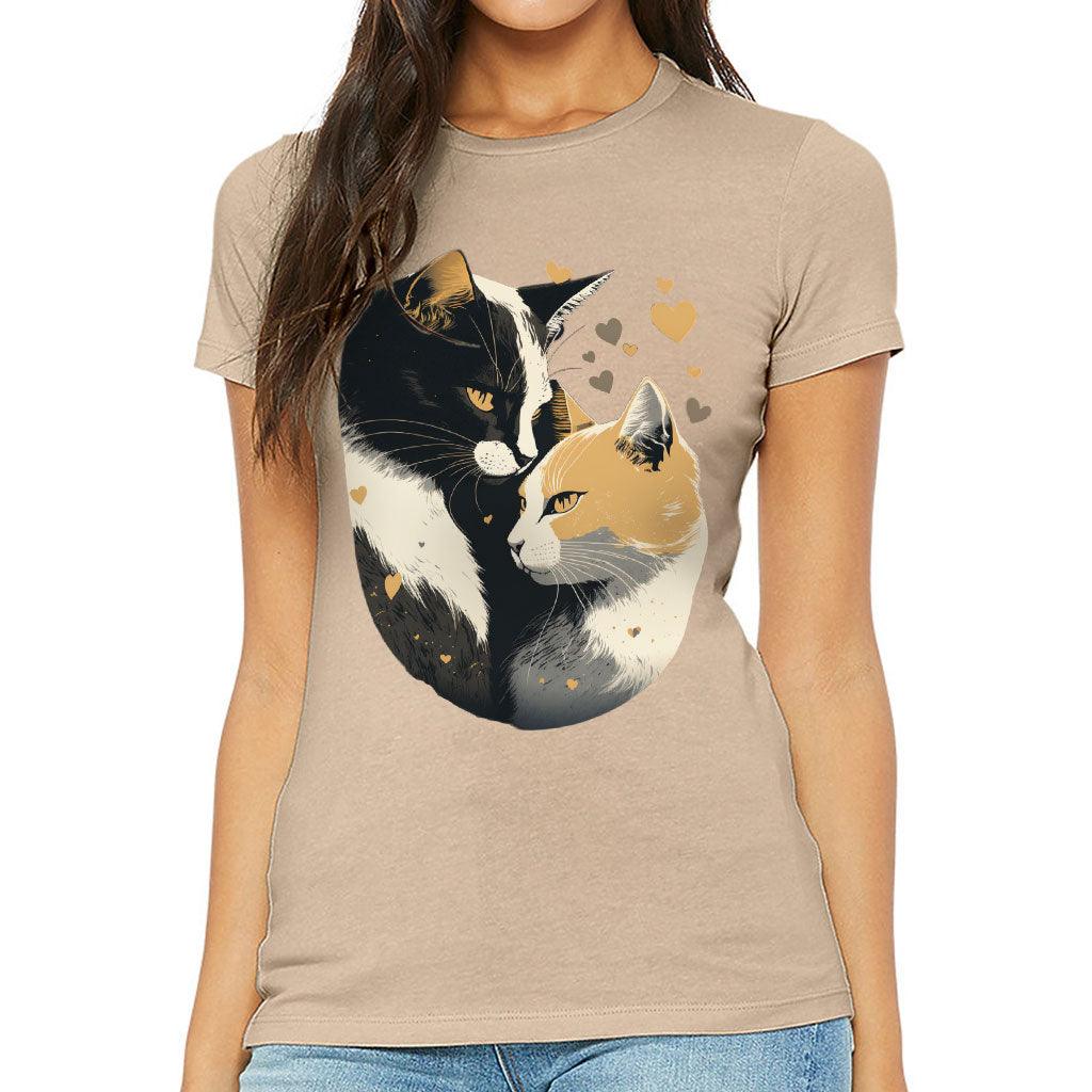 Cat Love Slim Fit T-Shirt - Couple Style Women's T-Shirt - Printed Slim Fit Tee - MRSLM