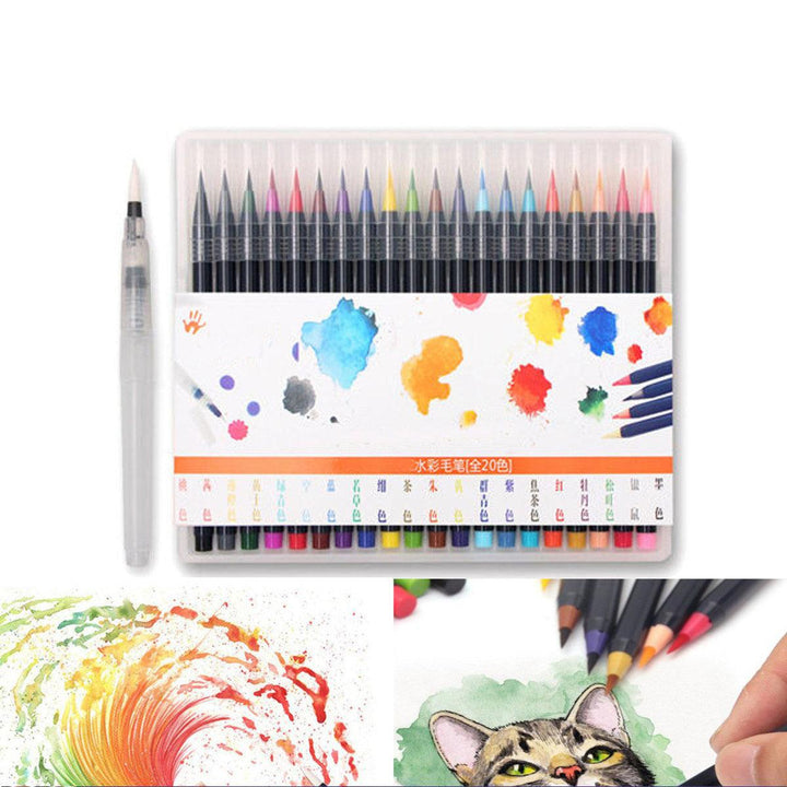 20 Colors Marker Pen Set Watercolor Drawing Painting Brush Artist Sketch Manga Marker Pen Colored Art for Student School Supplies - MRSLM