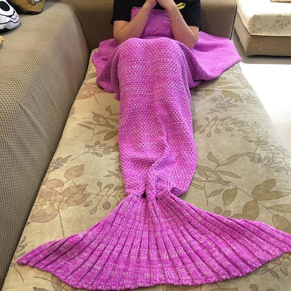 Honana WX-37 180x90cm Knitting Mermaid Tail Blanket Home Office Acrylic Fibers Warm Soft Sleep Bag - MRSLM