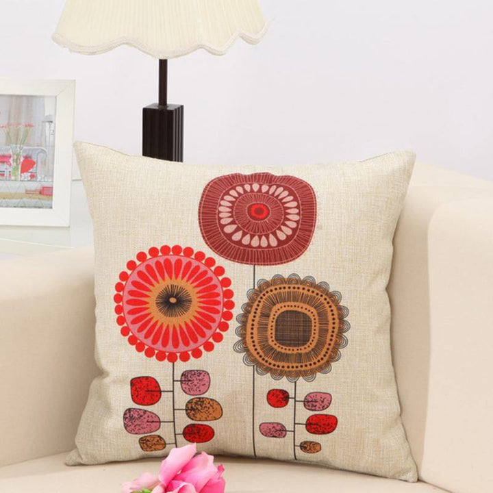 Concise Style Flower Pattern Decoration Cushion Cover Square Linen Pillow Case - MRSLM