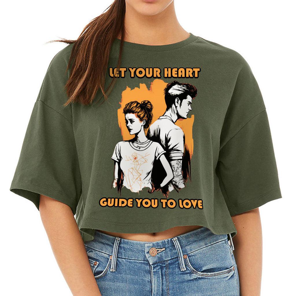 Let Your Heart Guide You Women's Crop Tee Shirt - Love Couple Cropped T-Shirt - Colorful Crop Top - MRSLM
