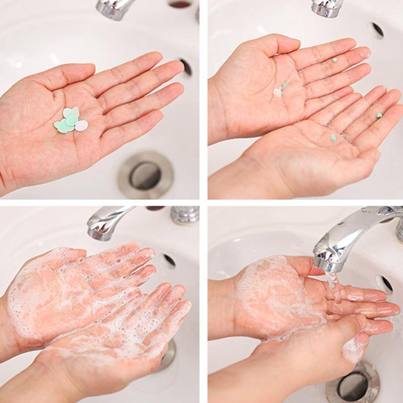 Portable Disposable Hand Soap Paper Soap Flakes Test Tube Bottle Cartoon Flower Hand Soap Paper (#01) - MRSLM