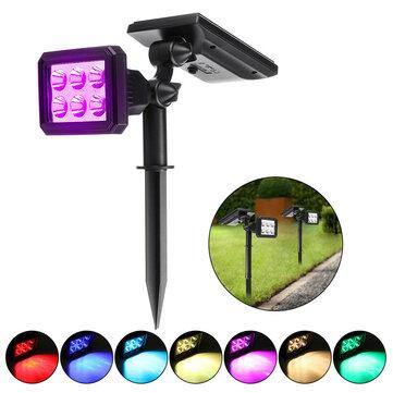 Solar Powered 5W 6 LED Lawn Lamp Colorful Spotlight Waterproof Outdoor Security Path Split Garden Light - MRSLM