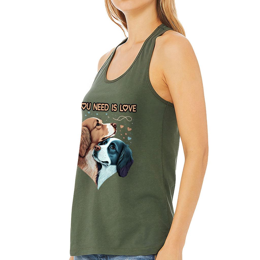 Dog Love Women's Racerback Tank - Cute Couple Tank Top - Art Workout Tank - MRSLM